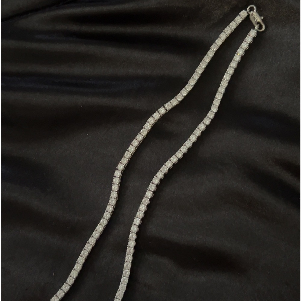 14k gold plated 3mm stimulated diamond tennis necklace